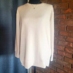 Magaschoni Women's Pullover Long Sleeve Side Zipper Detail - Ecru/Cream - Size S